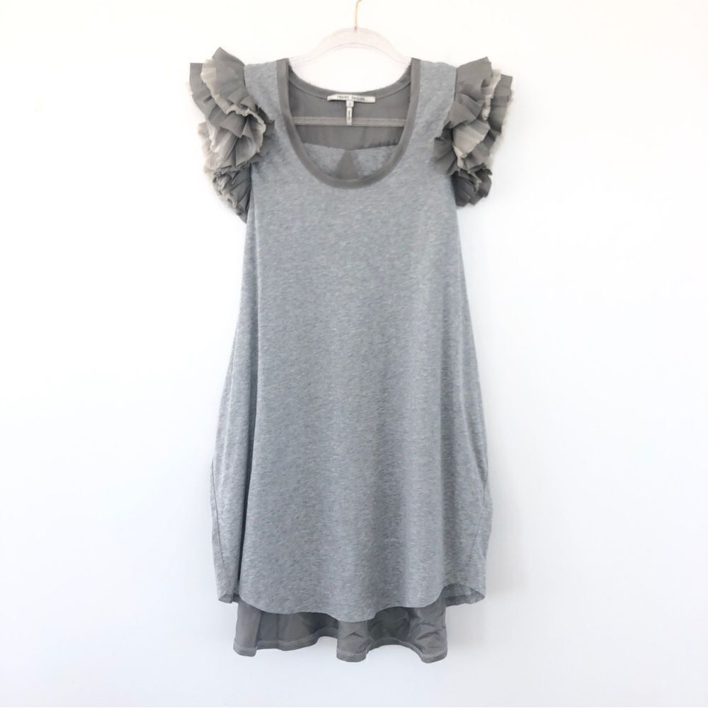 Skaist Taylor Flutter Sleeve Midi A-Line Dress in Grey Small